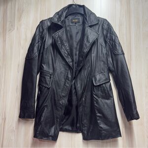 Laundry By Shelli Segal Quilted Black Leather Trench Coat